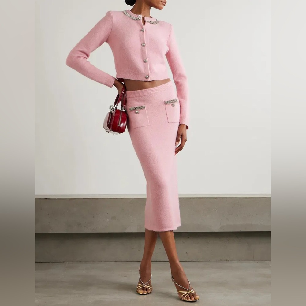 Self-Portrait Blush Pink knit Pencil Skirt size M